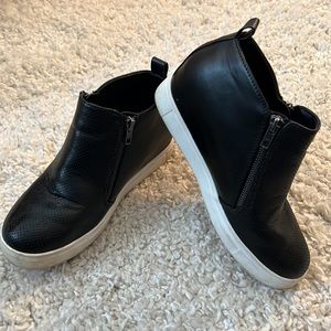 Leather wedge sneaker slip on shoe